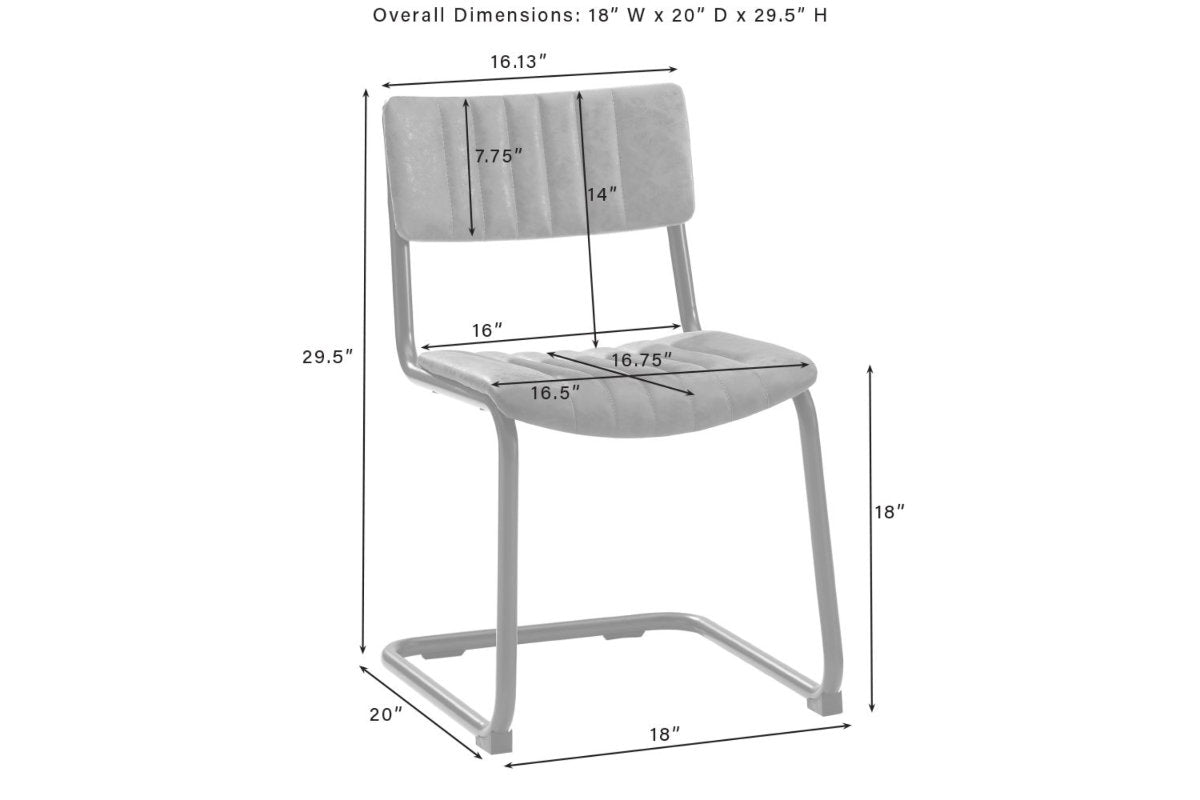 Conrad 2Pc Cantilever Dining Chair Set - Distressed Mocha