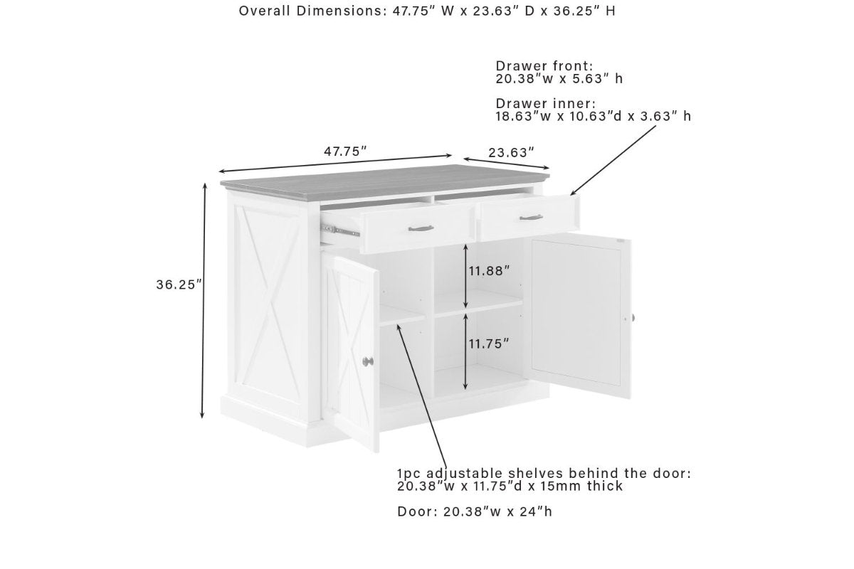 Clifton Kitchen Island W/Uph Saddle Stools - Distressed White