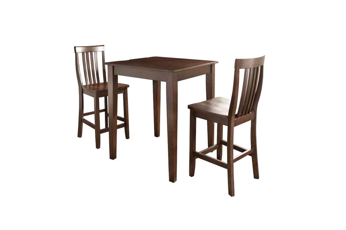 3Pc Pub Dining Set W/School House Stools - Mahogany