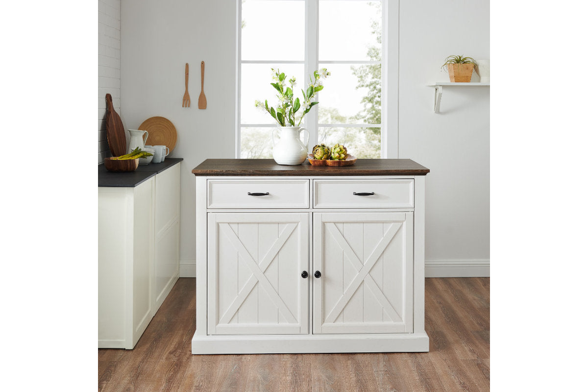 Clifton Kitchen Island - Distressed White