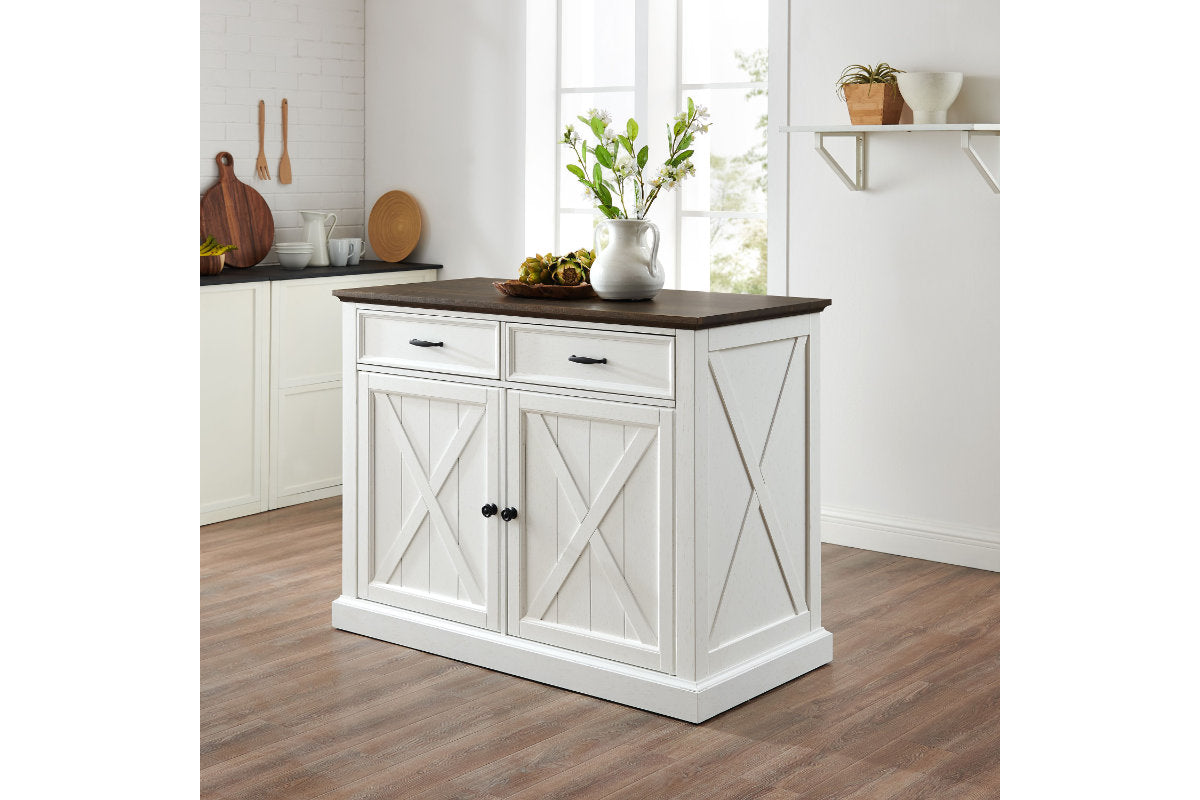 Clifton Kitchen Island - Distressed White