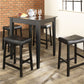 5Pc Pub Dining Set W/Upholstered Saddle Stools - Black