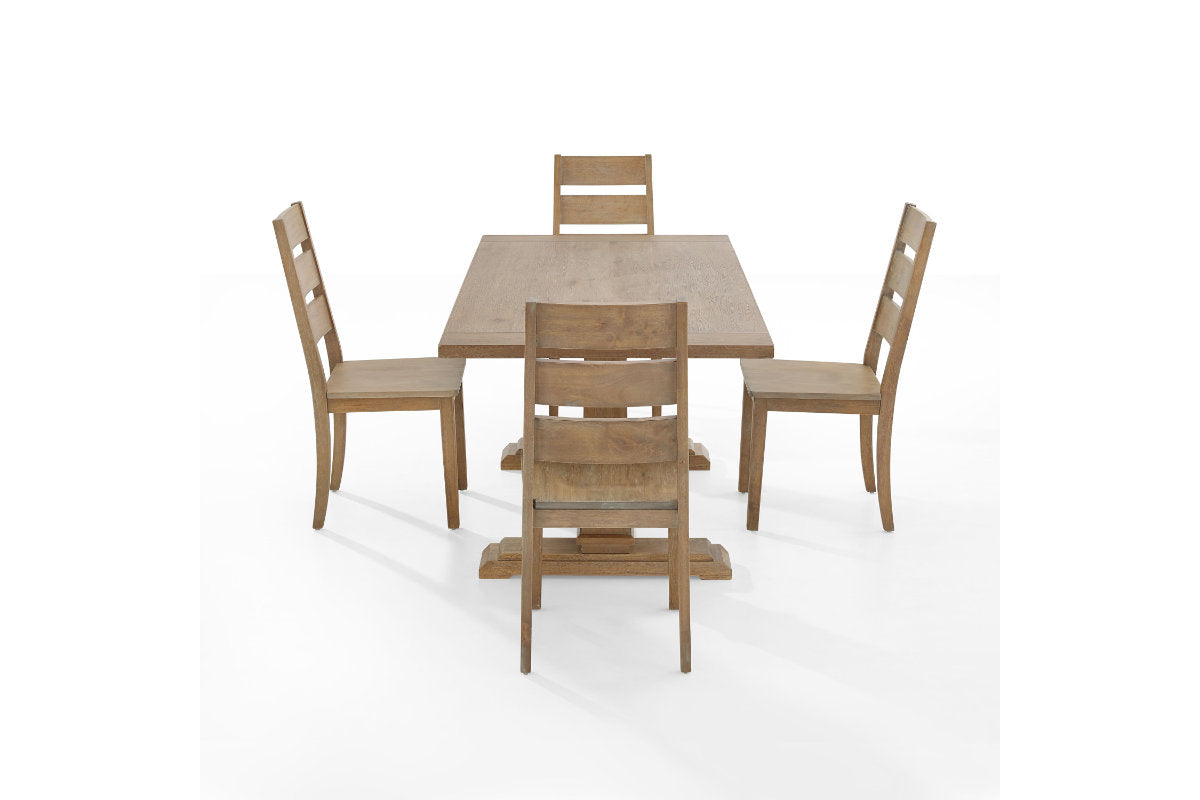 Joanna 5Pc Dining Set W/Ladder Back Chairs - Rustic Brown