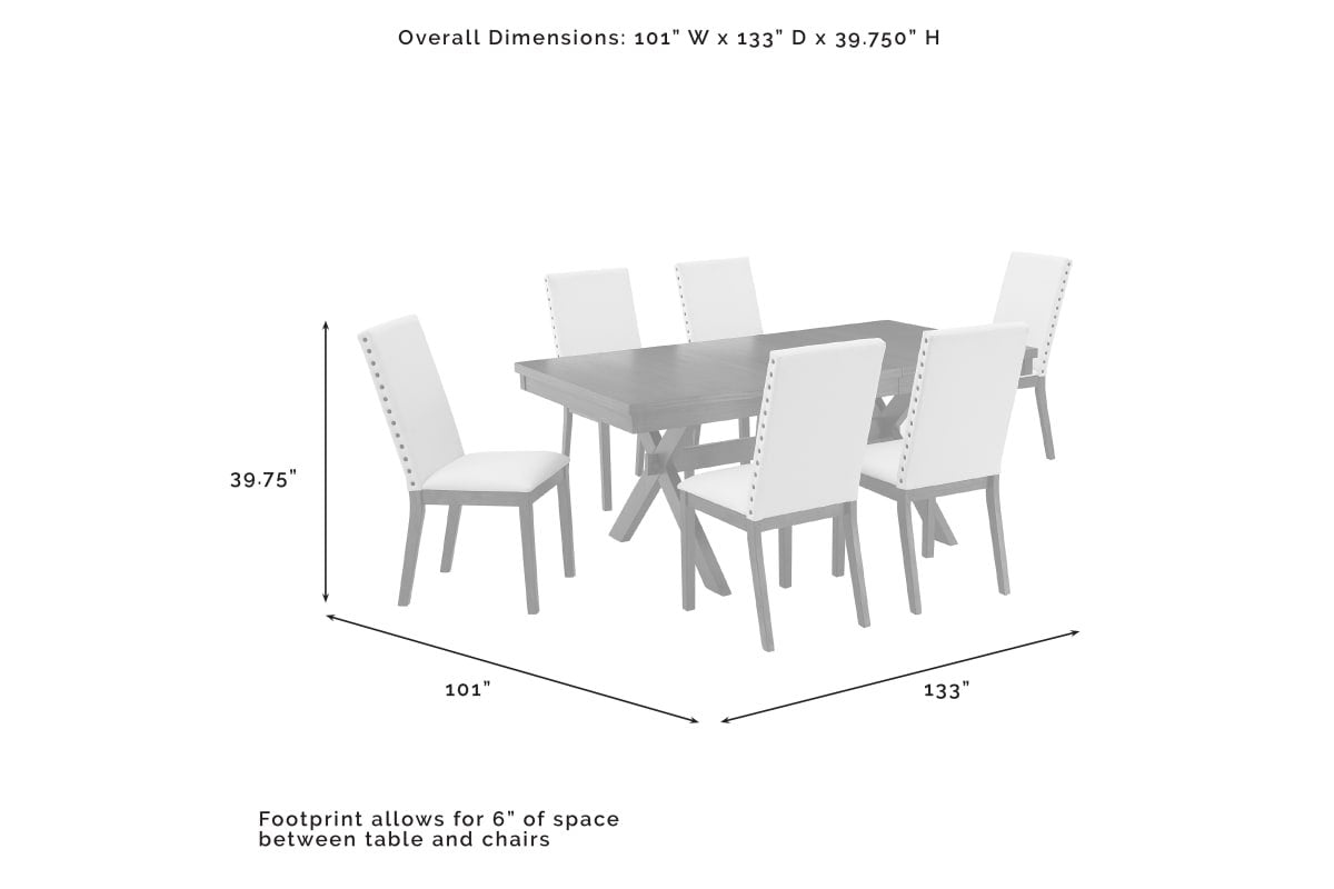 Hayden 7Pc Dining Set W/Upholstered Chairs - Slate