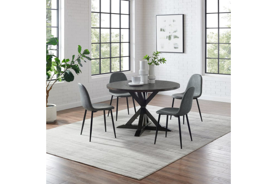 Hayden 5Pc Round Dining Set W/Weston Chairs - Distressed Gray
