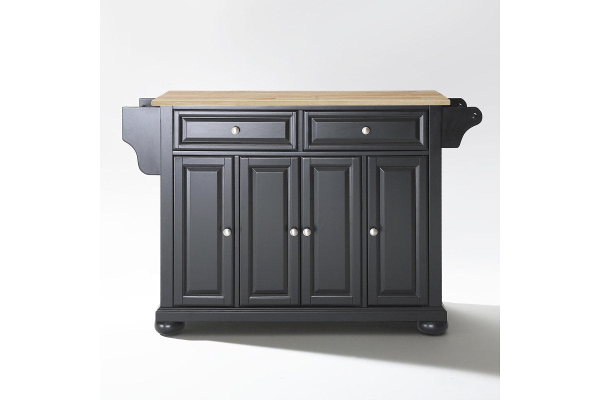 Alexandria Wood Top Full Size Kitchen Island/Cart - Black & Natural