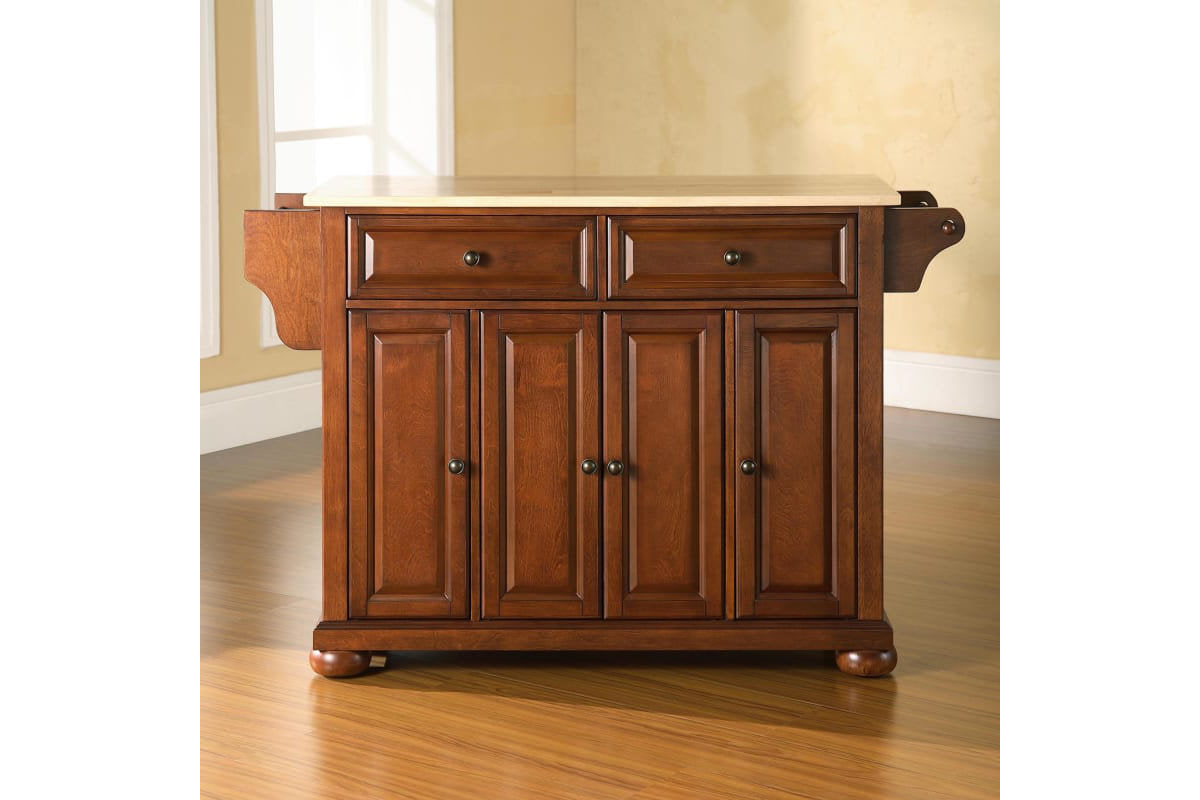 Alexandria Wood Top Full Size Kitchen Island/Cart - Cherry & Natural