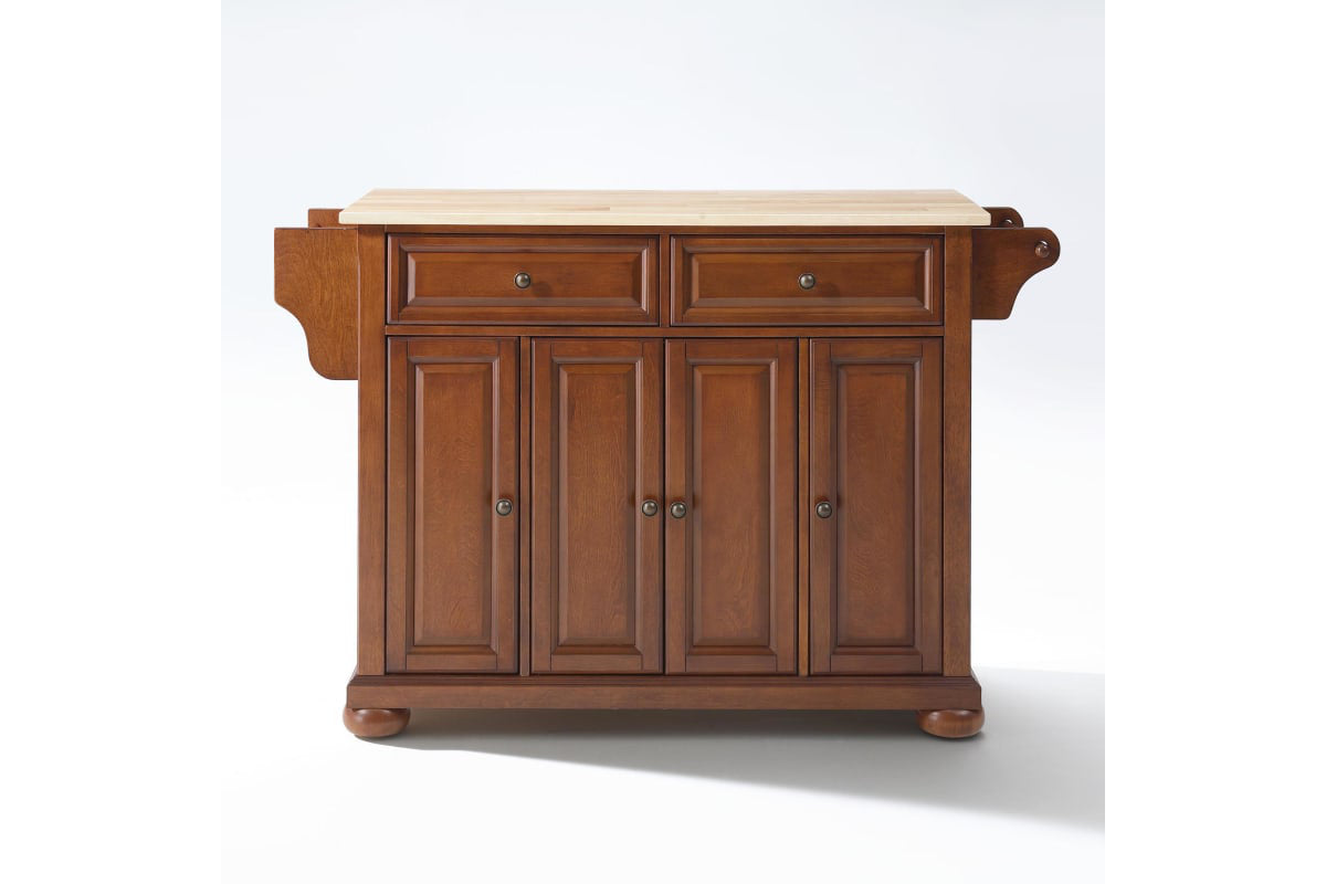 Alexandria Wood Top Full Size Kitchen Island/Cart - Cherry & Natural