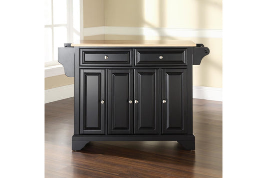 Lafayette Wood Top Full Size Kitchen Island/Cart - Black & Natural