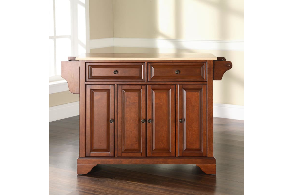 Lafayette Wood Top Full Size Kitchen Island/Cart - Cherry & Natural