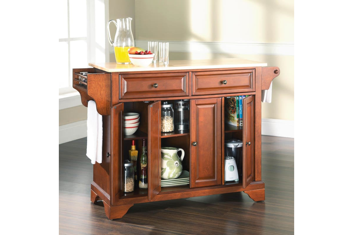 Lafayette Wood Top Full Size Kitchen Island/Cart - Cherry & Natural