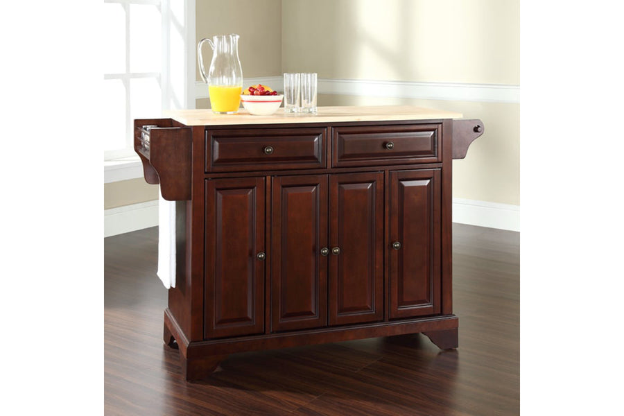 Lafayette Wood Top Full Size Kitchen Island/Cart - Mahogany & Natural