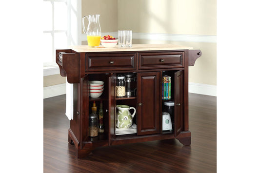 Lafayette Wood Top Full Size Kitchen Island/Cart - Mahogany & Natural