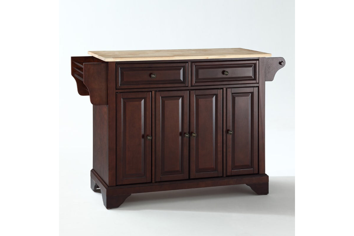 Lafayette Wood Top Full Size Kitchen Island/Cart - Mahogany & Natural