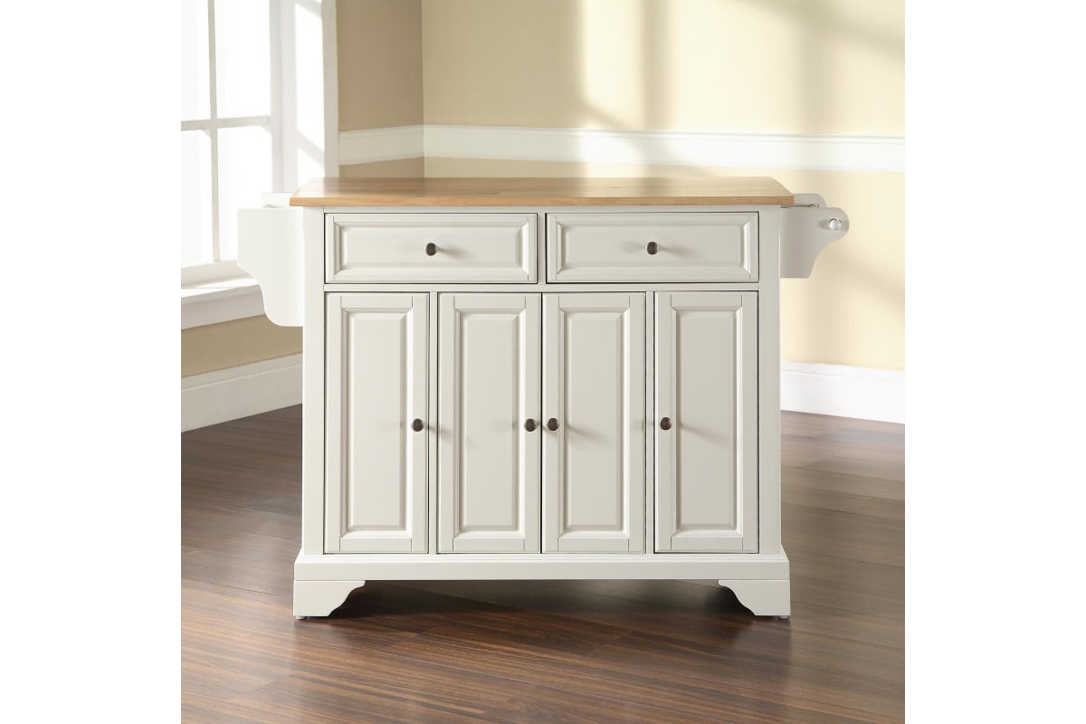 Lafayette Wood Top Full Size Kitchen Island/Cart - White & Natural