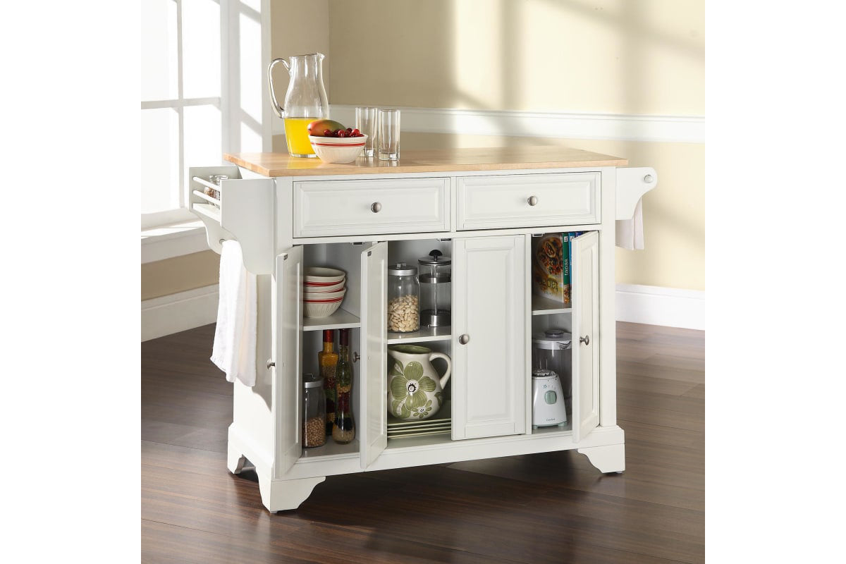 Lafayette Wood Top Full Size Kitchen Island/Cart - White & Natural