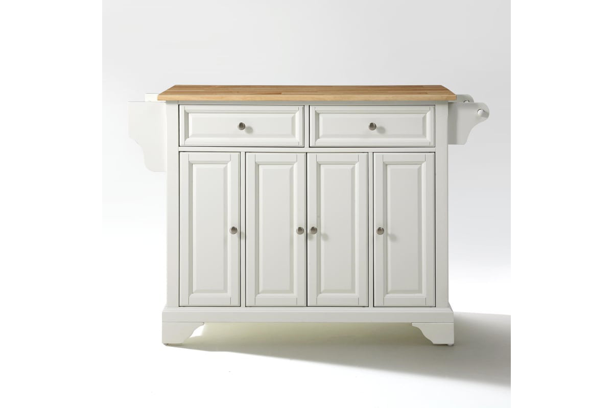 Lafayette Wood Top Full Size Kitchen Island/Cart - White & Natural