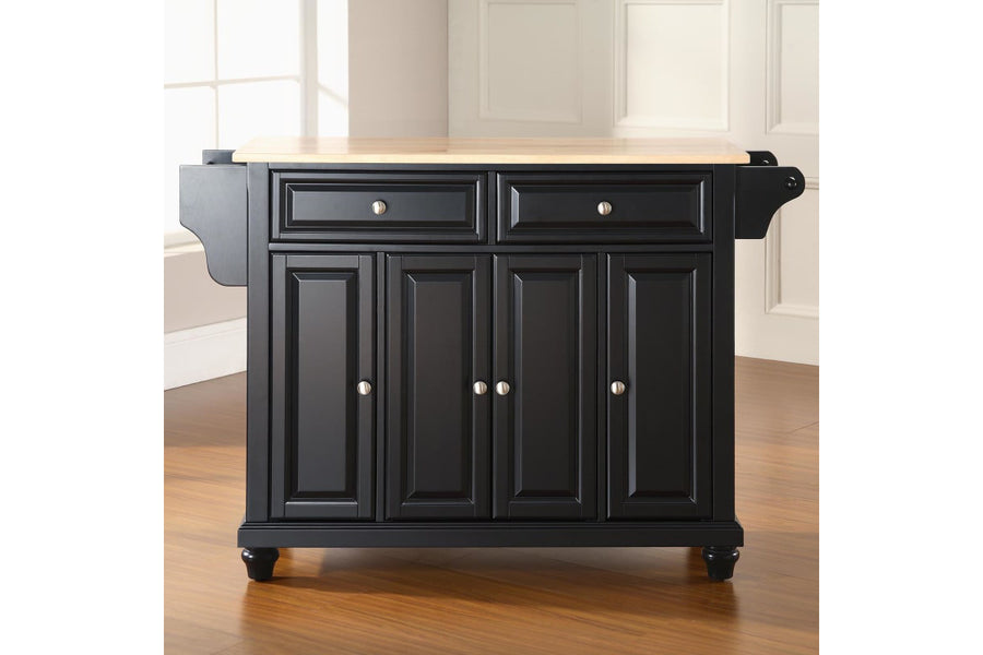 Cambridge Wood Top Full Size Kitchen Island/Cart - Black & Natural