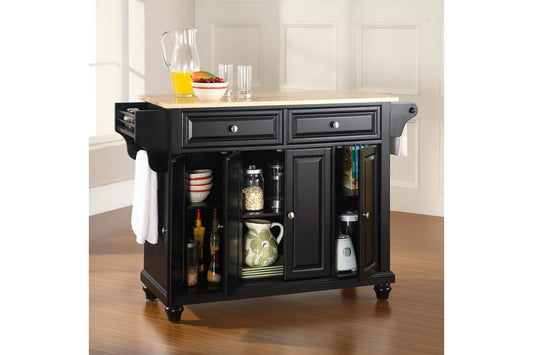 Cambridge Wood Top Full Size Kitchen Island/Cart - Black & Natural