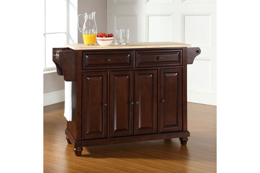 Cambridge Wood Top Full Size Kitchen Island/Cart - Mahogany & Natural