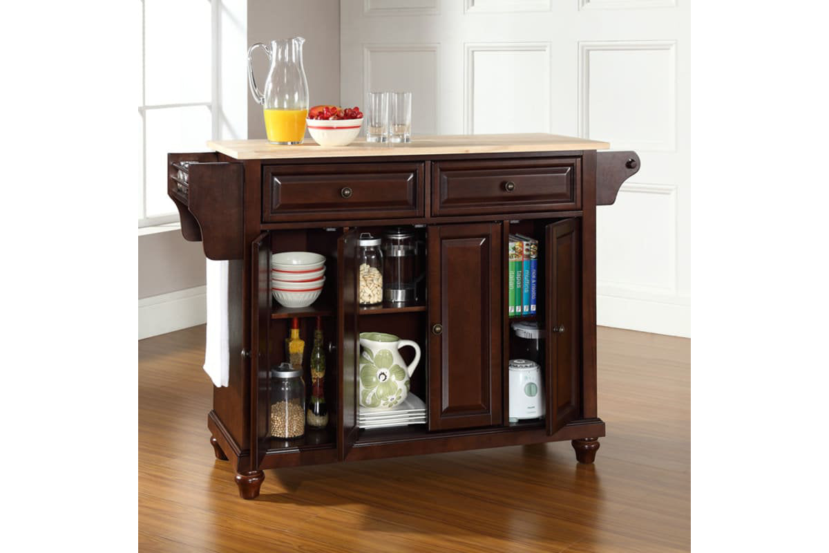 Cambridge Wood Top Full Size Kitchen Island/Cart - Mahogany & Natural