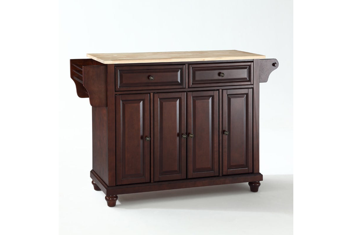 Cambridge Wood Top Full Size Kitchen Island/Cart - Mahogany & Natural