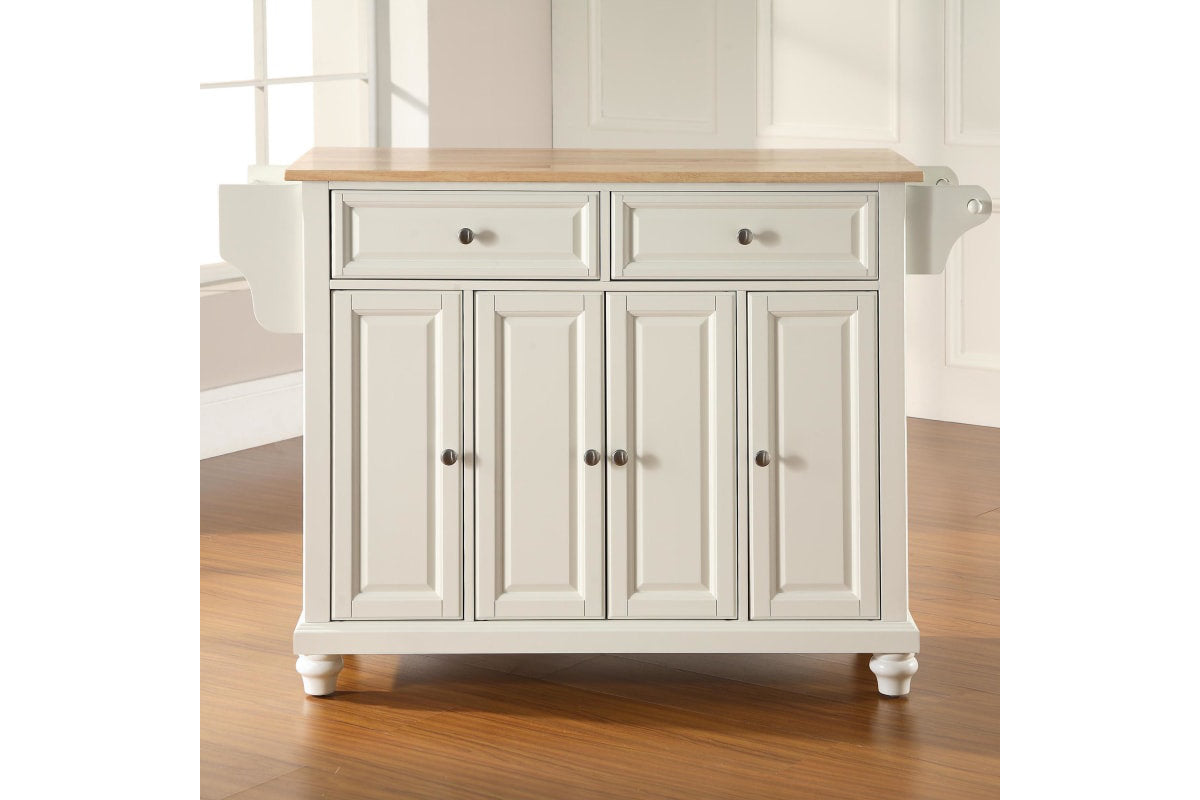 Cambridge Wood Top Full Size Kitchen Island/Cart - White & Natural