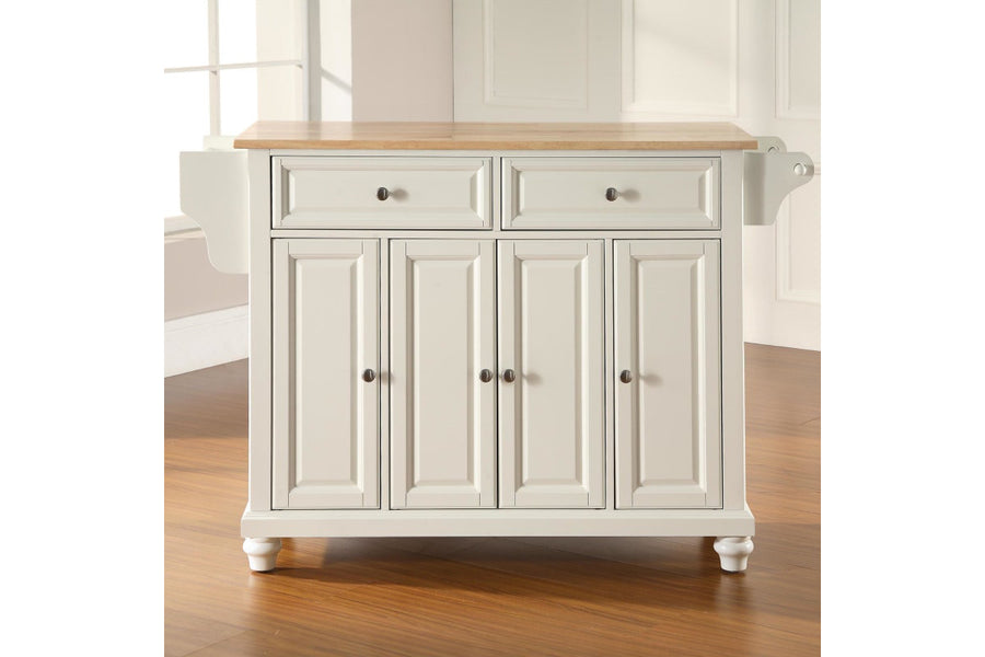 Cambridge Wood Top Full Size Kitchen Island/Cart - White & Natural