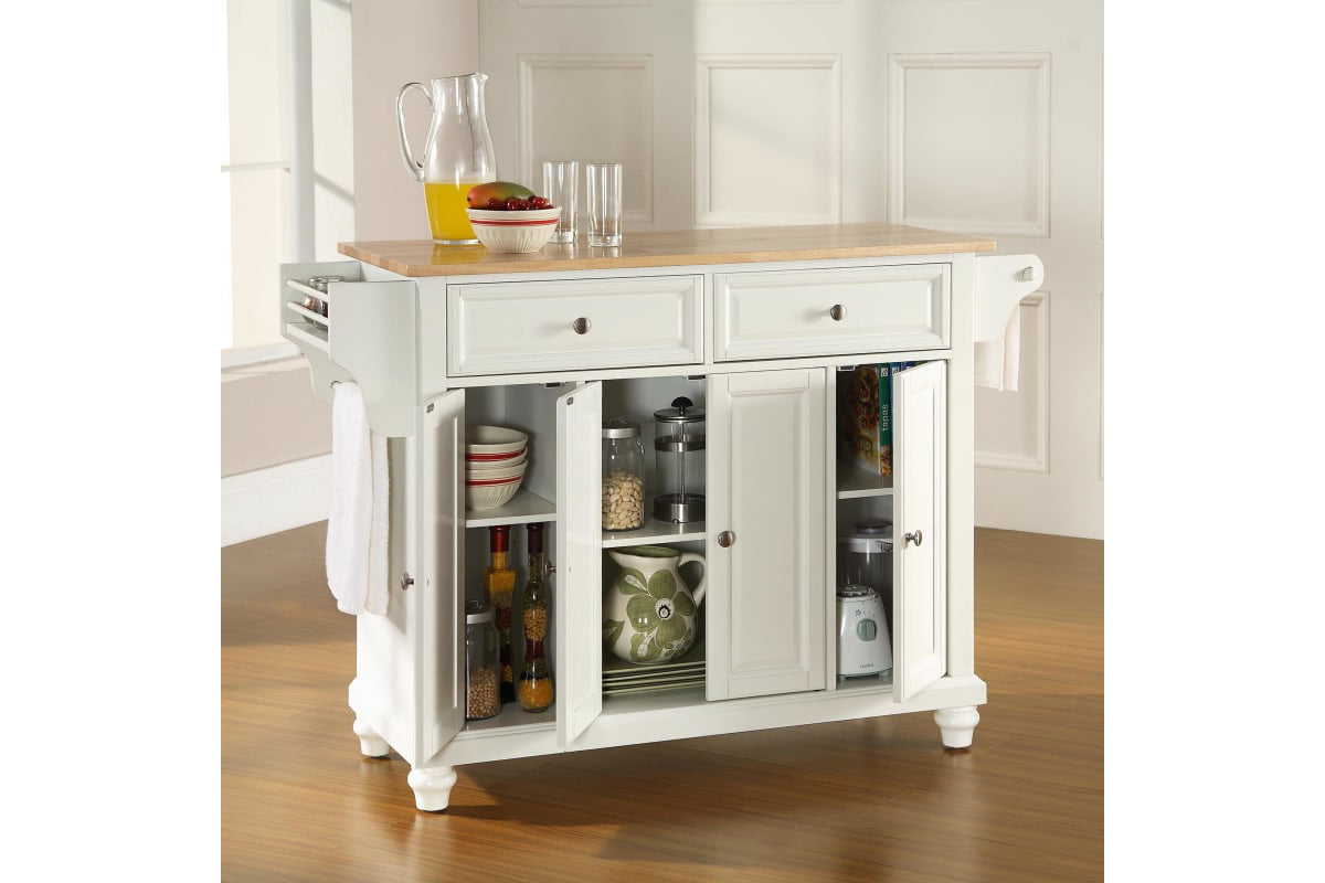 Cambridge Wood Top Full Size Kitchen Island/Cart - White & Natural