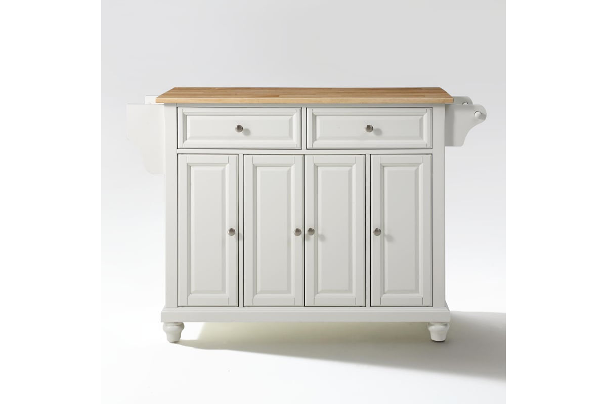 Cambridge Wood Top Full Size Kitchen Island/Cart - White & Natural