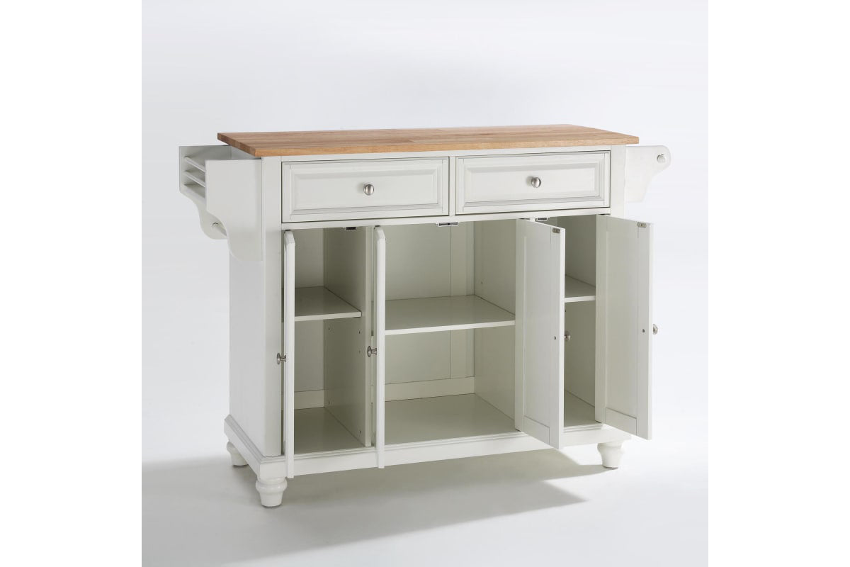 Cambridge Wood Top Full Size Kitchen Island/Cart - White & Natural