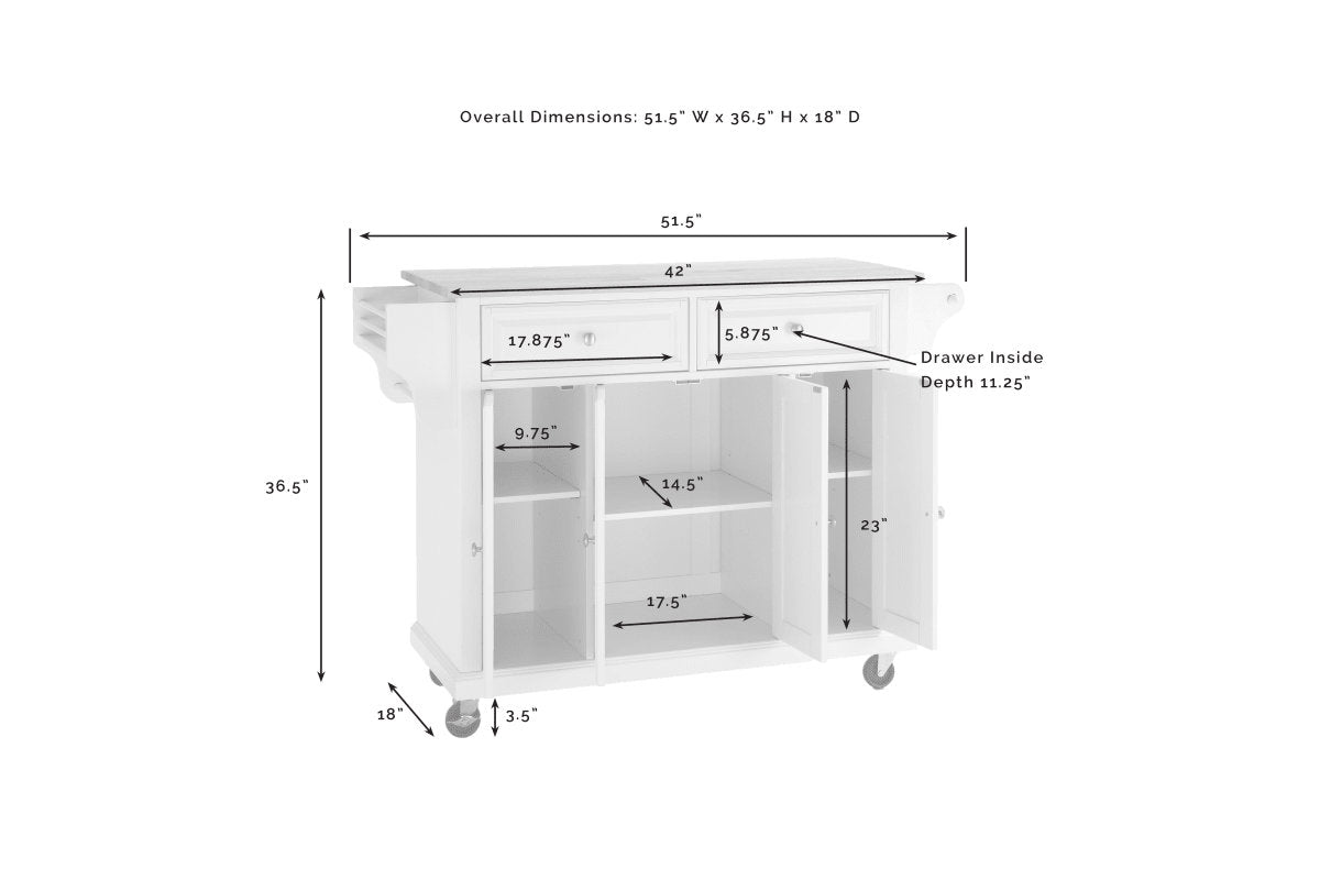 Full Size Wood Top Kitchen Cart - Mahogany & Natural