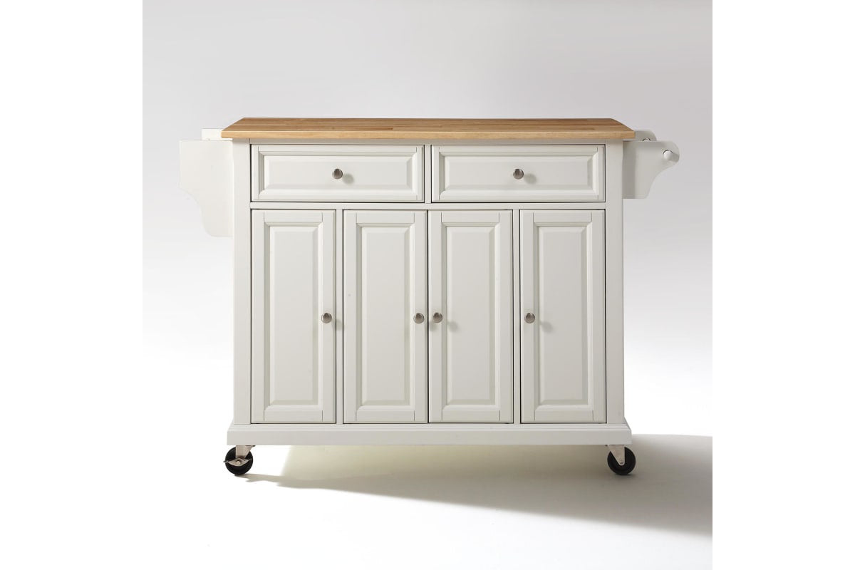 Full Size Wood Top Kitchen Cart - White & Natural