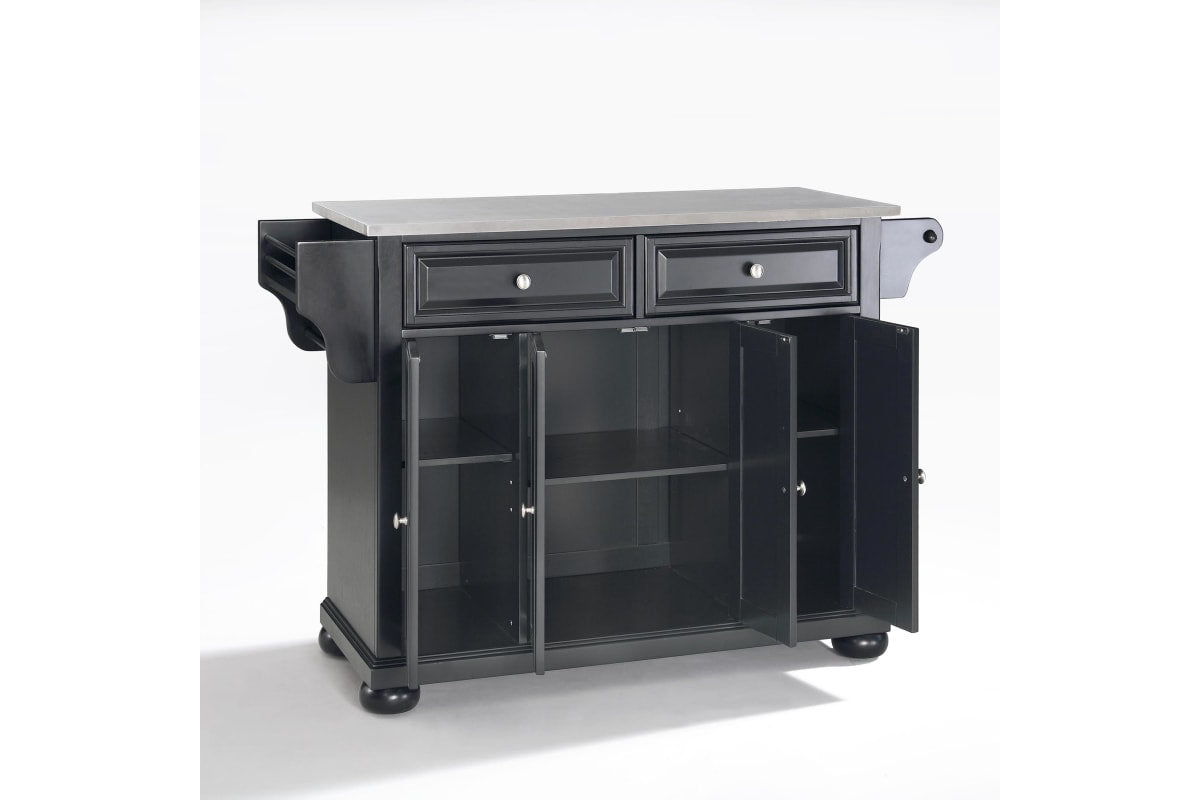 Alexandria Stainless Steel Top Full Size Kitchen Island/Cart - Black