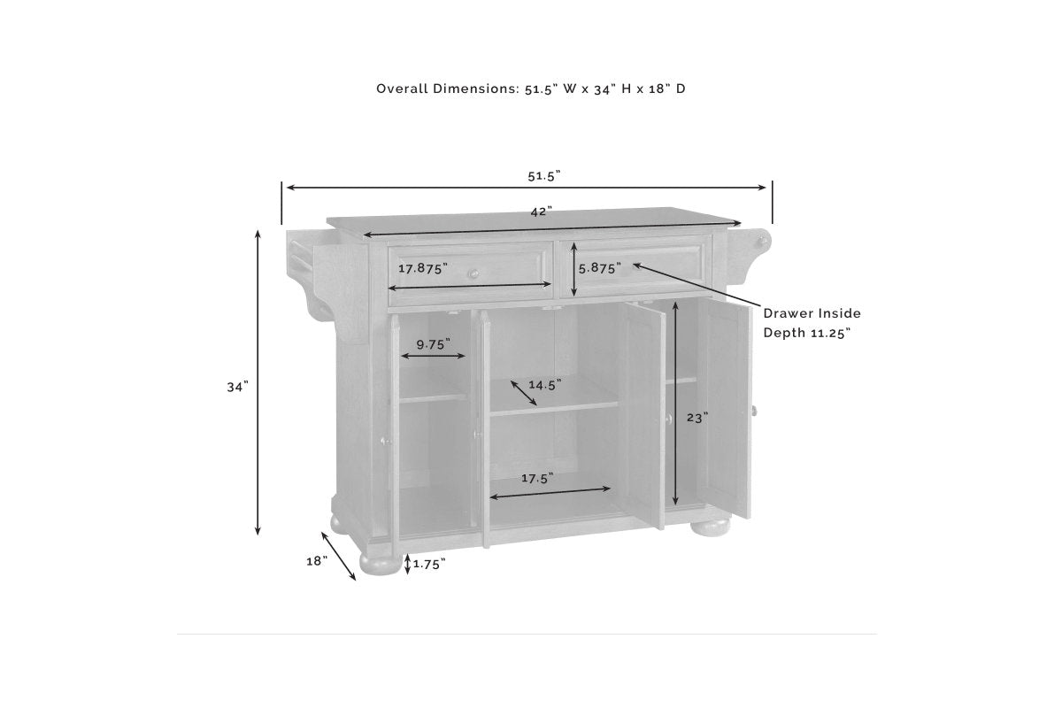 Alexandria Stainless Steel Top Full Size Kitchen Island/Cart - Cherry