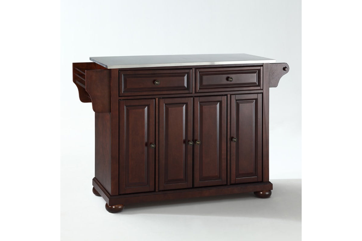 Alexandria Stainless Steel Top Full Size Kitchen Island/Cart - Mahogany