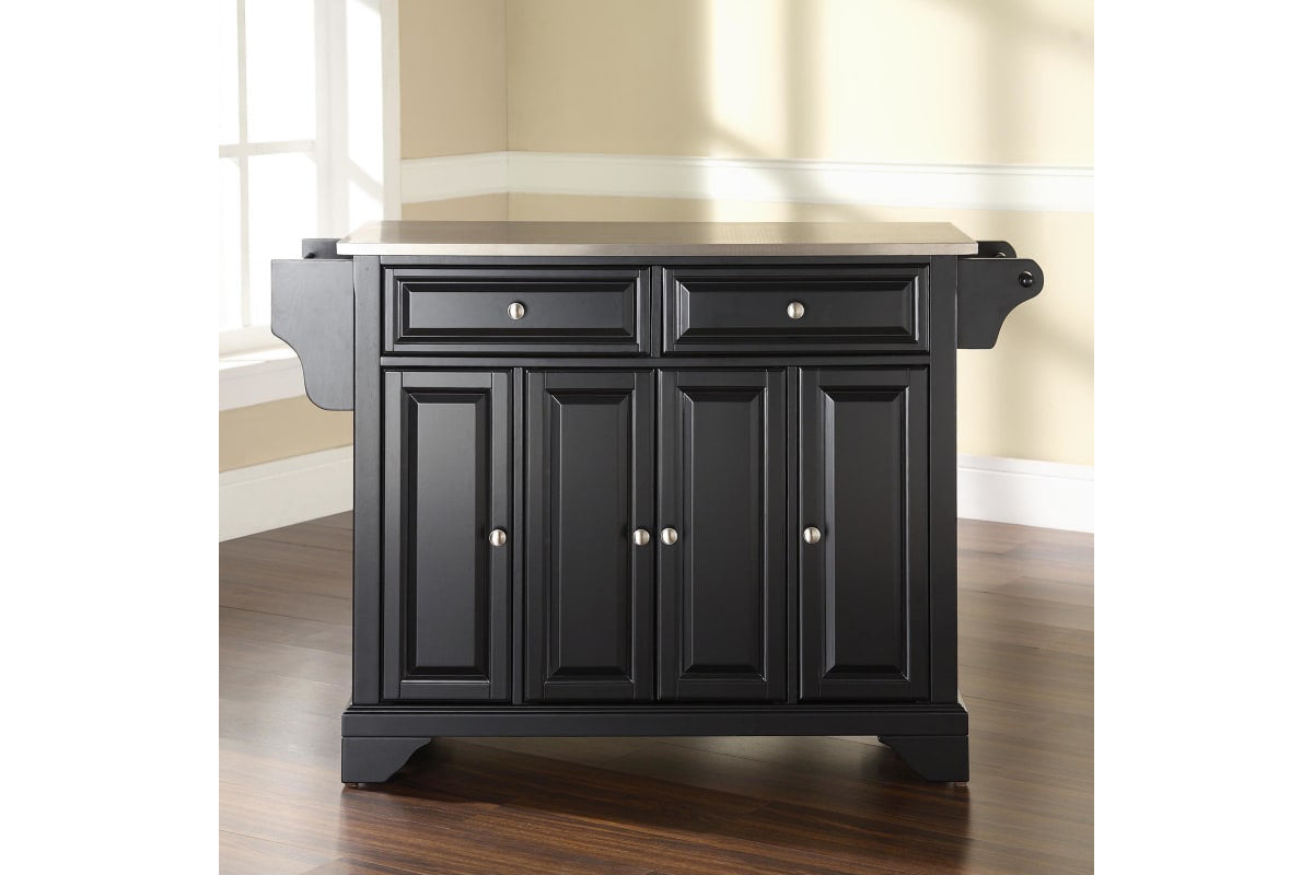 Lafayette Stainless Steel Top Full Size Kitchen Island/Cart - Black