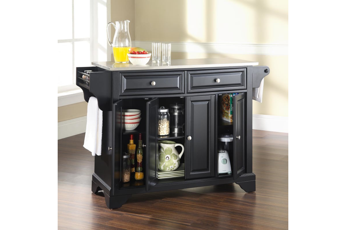 Lafayette Stainless Steel Top Full Size Kitchen Island/Cart - Black