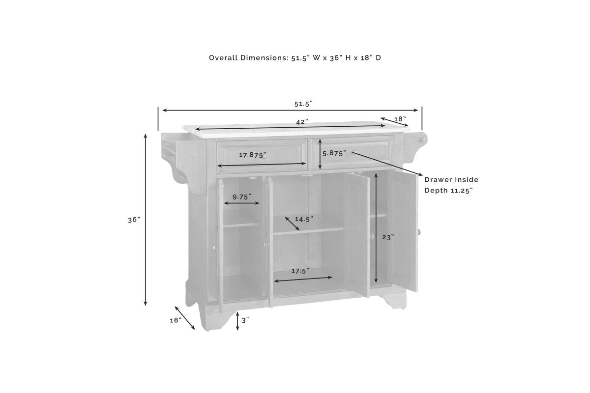 Lafayette Stainless Steel Top Full Size Kitchen Island/Cart - Black