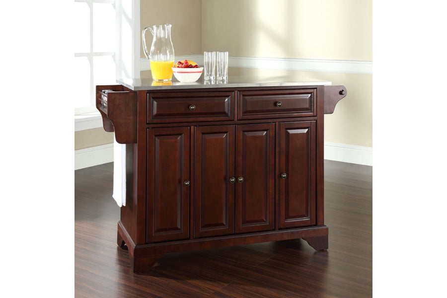 Lafayette Stainless Steel Top Full Size Kitchen Island/Cart - Mahogany