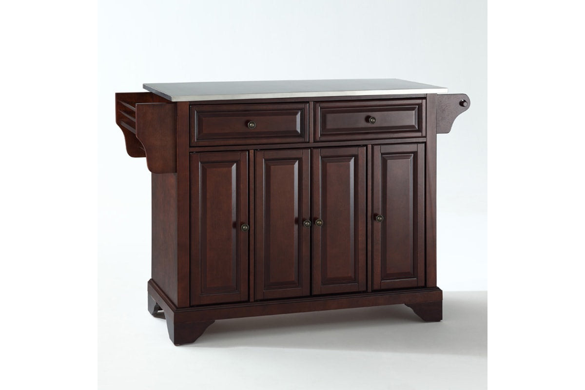 Lafayette Stainless Steel Top Full Size Kitchen Island/Cart - Mahogany