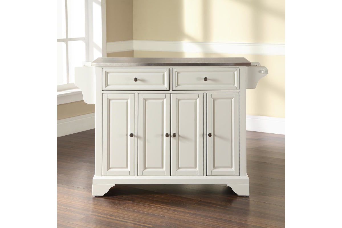 Lafayette Stainless Steel Top Full Size Kitchen Island/Cart - White