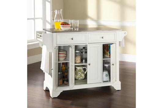 Lafayette Stainless Steel Top Full Size Kitchen Island/Cart - White