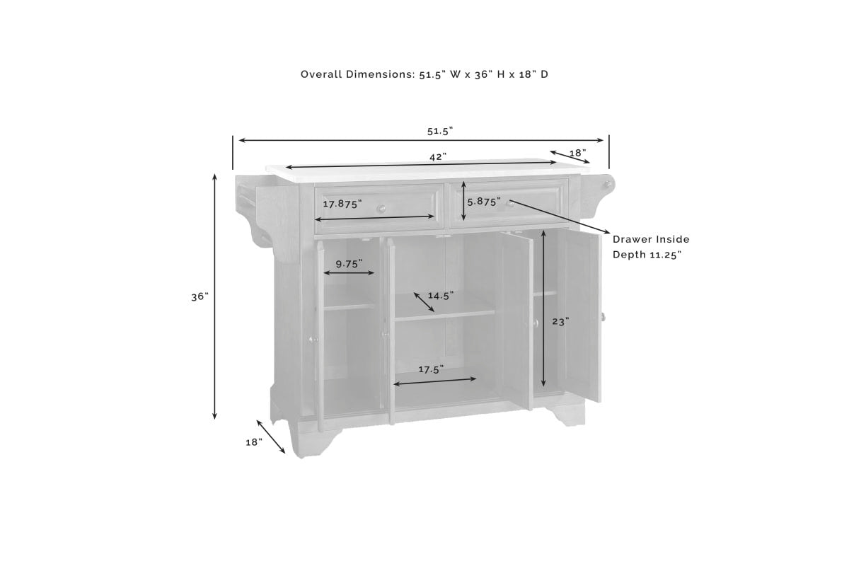 Lafayette Stainless Steel Top Full Size Kitchen Island/Cart - White