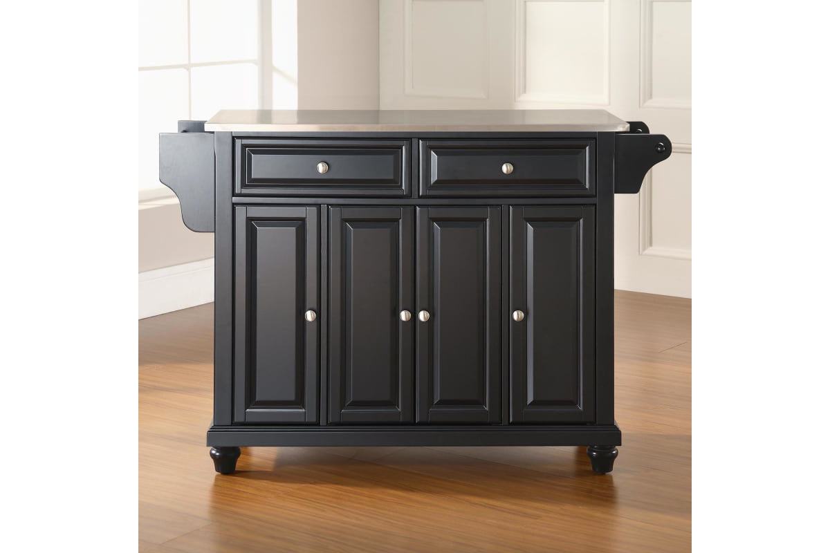 Cambridge Stainless Steel Top Full Size Kitchen Island/Cart - Black