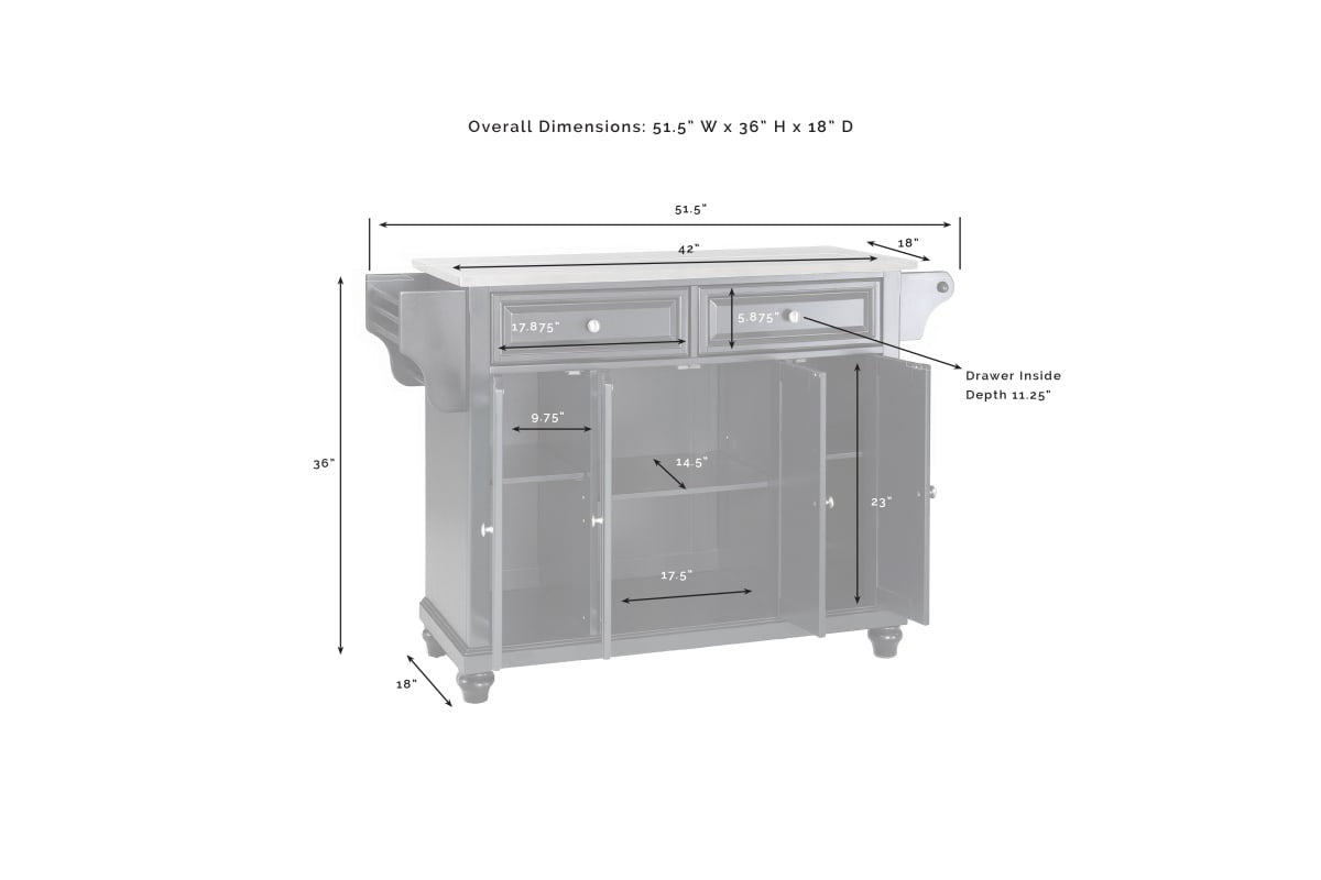 Cambridge Stainless Steel Top Full Size Kitchen Island/Cart - Cherry