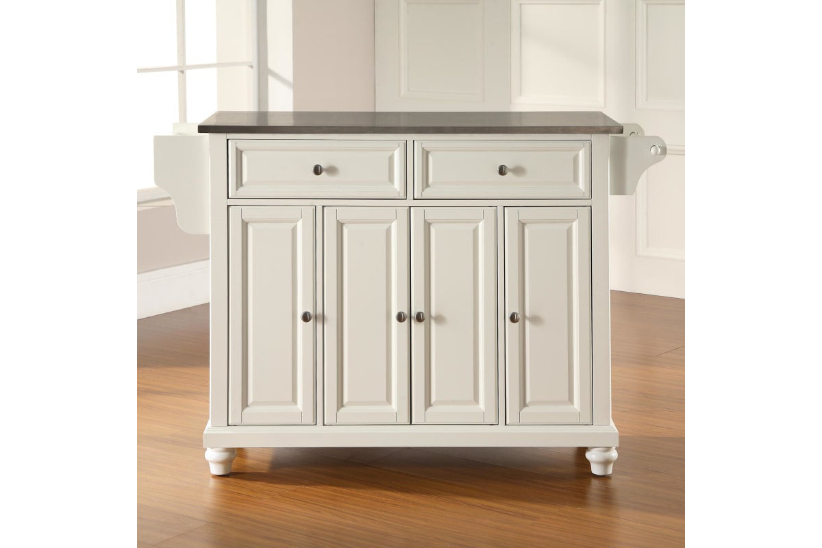 Cambridge Stainless Steel Top Full Size Kitchen Island/Cart - White