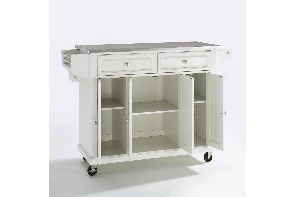 Full Size Stainless Steel Top Kitchen Cart - White