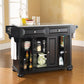 Alexandria Granite Top Full Size Kitchen Island/Cart - Black & Gray Granite