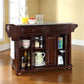 Alexandria Granite Top Full Size Kitchen Island/Cart - Mahogany & Gray Granite